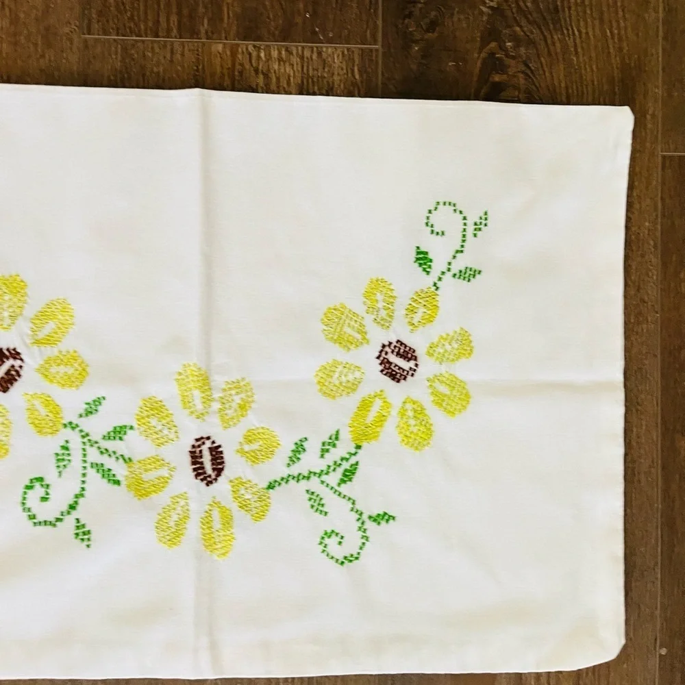 Floral Embroidered White Throw Pillows 17/26 inches
